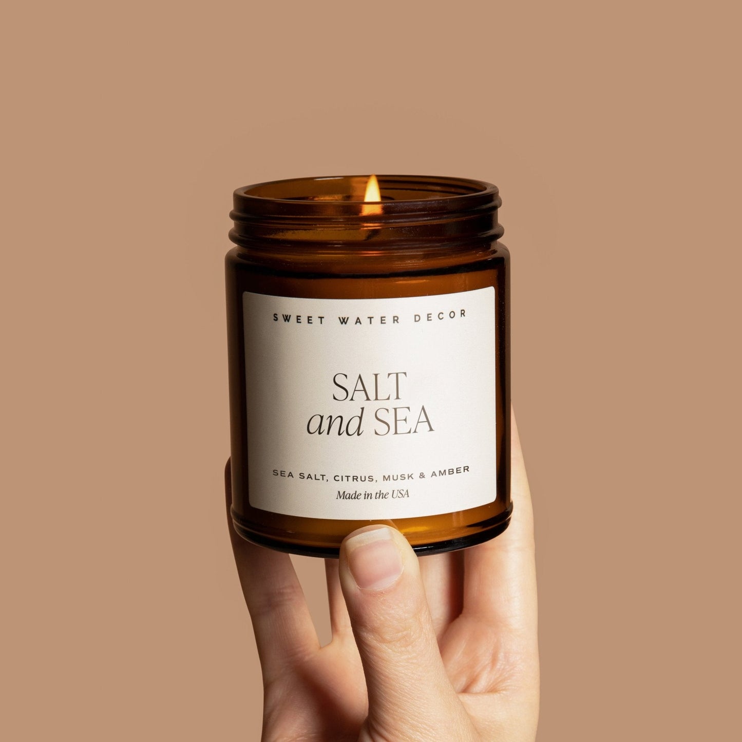 Salt and Sea Soy Candle - Amber Jar - 9 oz