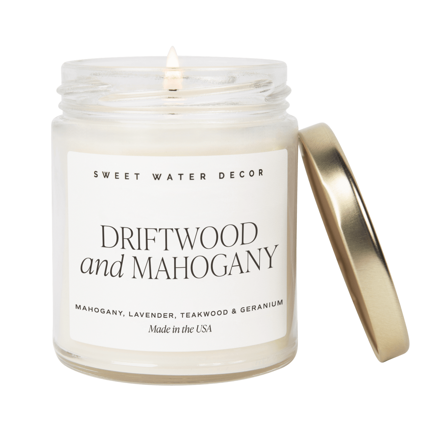 Driftwood and Mahogany Soy Candle - Clear Jar - 9 oz