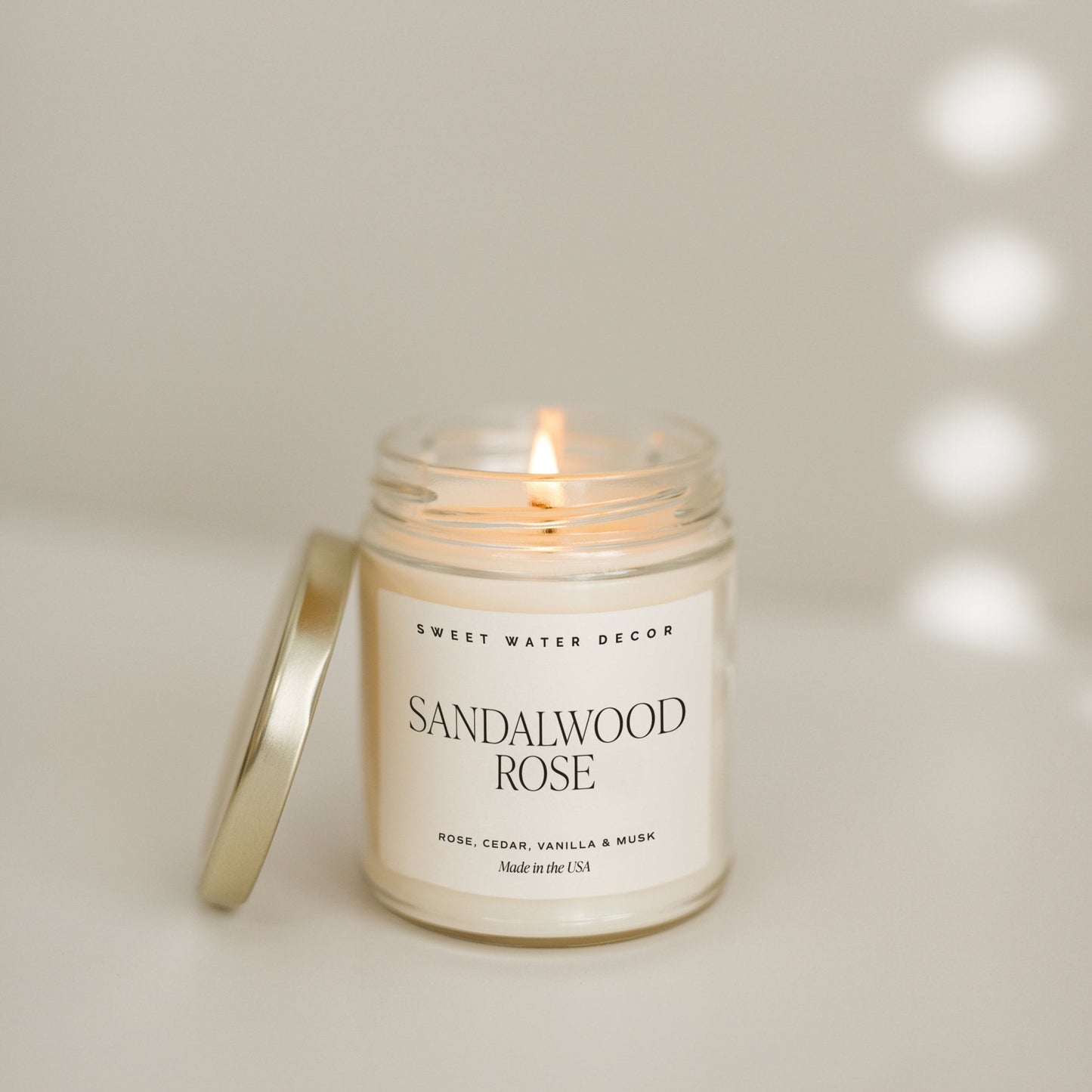 Sandalwood Rose Soy Candle - Clear Jar - 9 oz