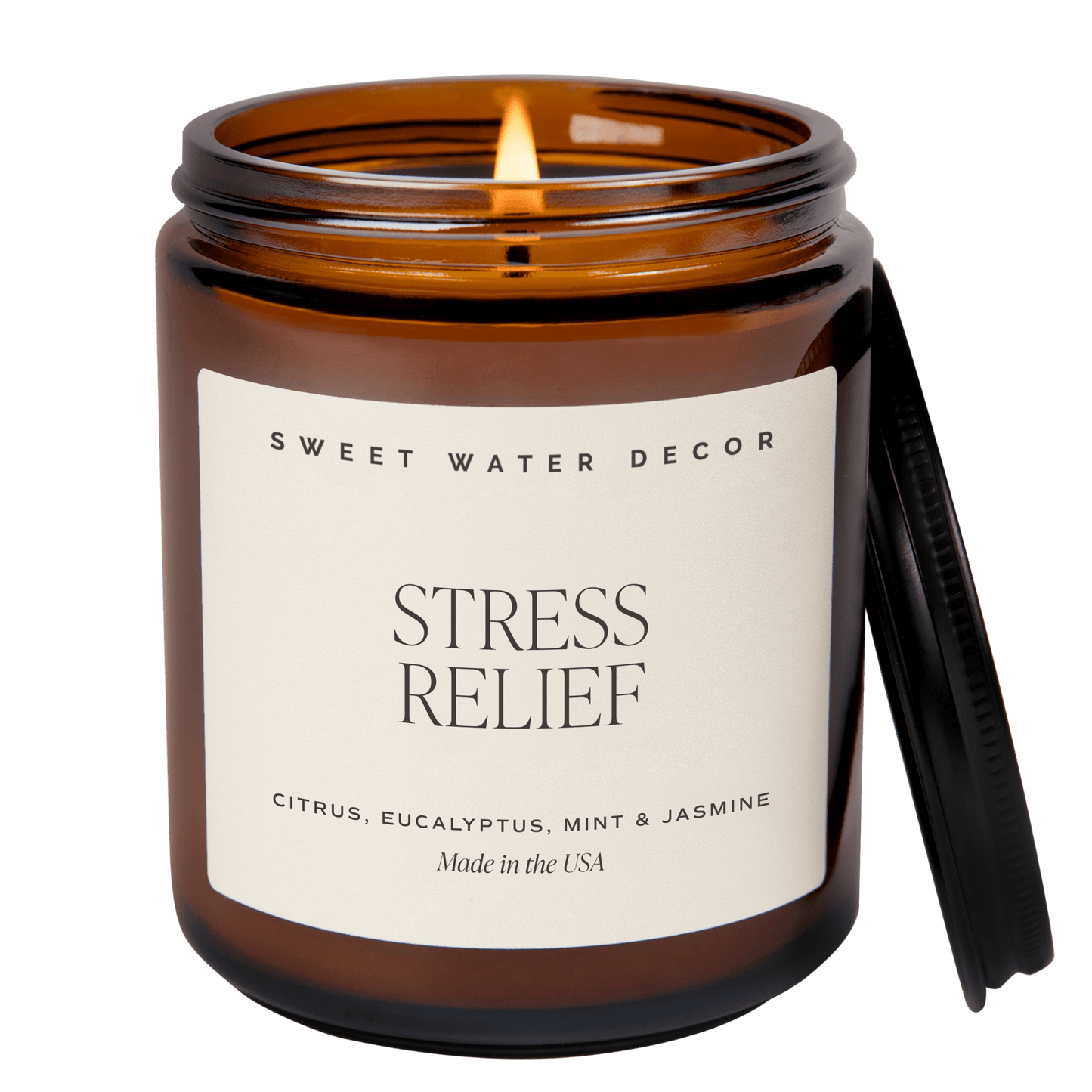 Stress Relief Soy Candle - Amber Jar - 9 oz