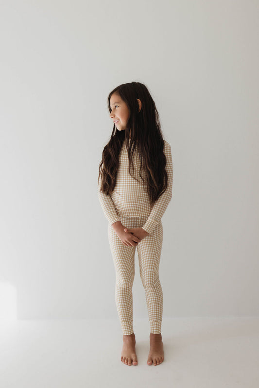 Golden Gingham | Two Piece Bamboo Pajamas