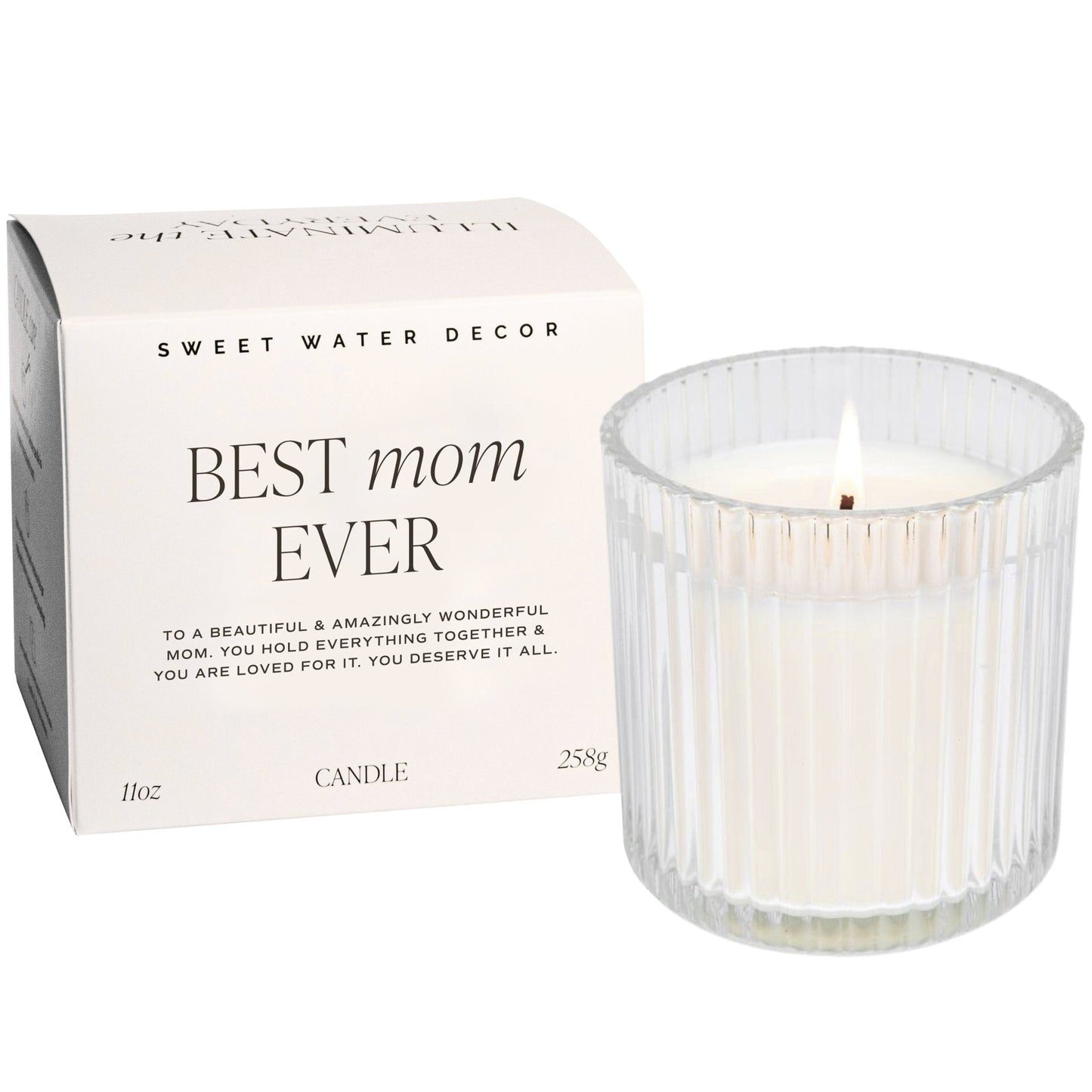 Best Mom Ever Soy Candle - Ribbed Glass Jar with Box - 11 oz