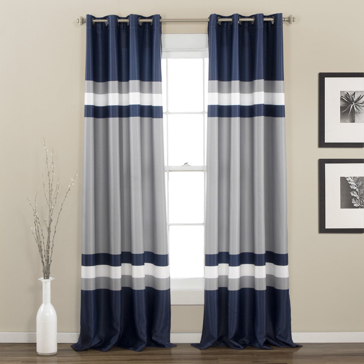 Alexander Stripe Light Filtering Window Curtain Panel Set