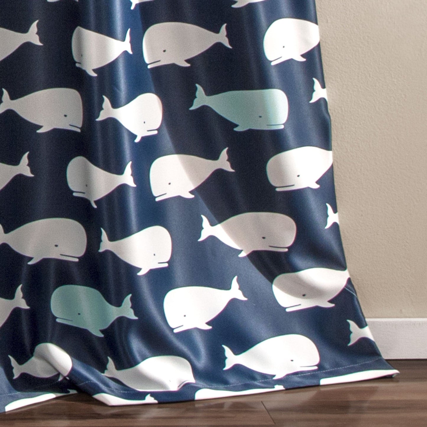 Whale Light Filtering Window Curtain Panel Set