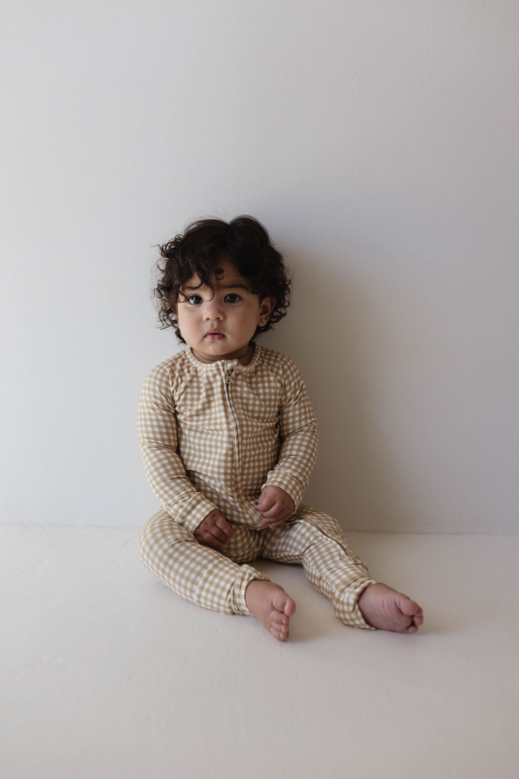 Bamboo Zip Pajamas | Golden Gingham