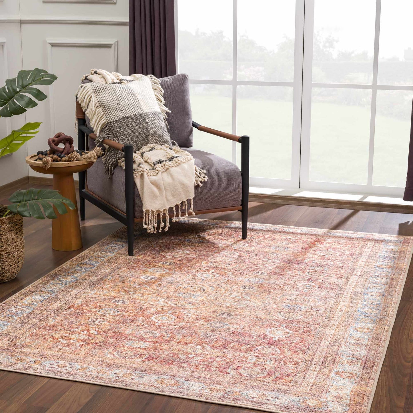 Anshu Peach Washable Area Rug - Clearance