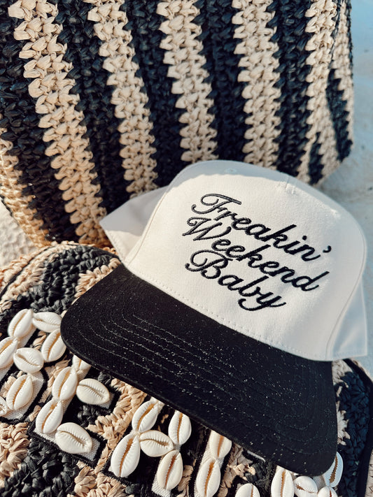 Freakin' Weekend Baby - Black Vintage Trucker Hat - PREORDER