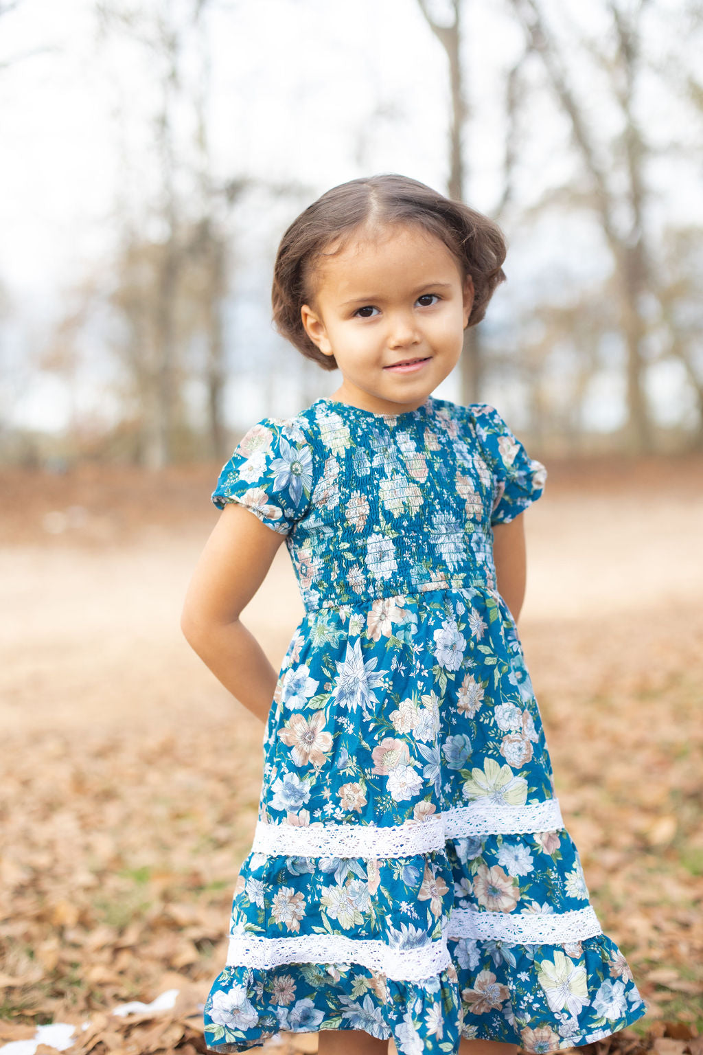 Isla Dress in Dark Blue - Kids