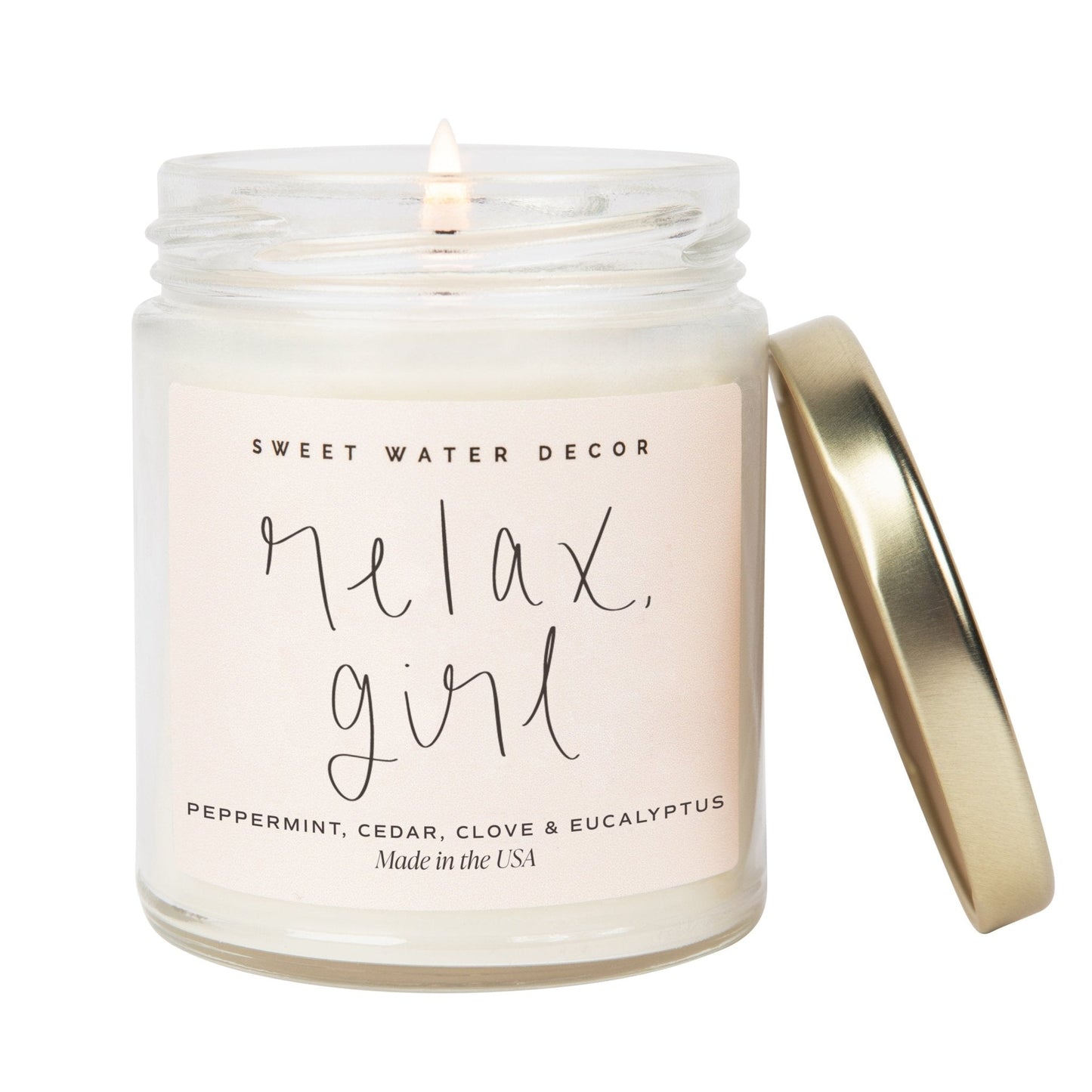 Relax, Girl Soy Candle - Clear Jar - 9 oz