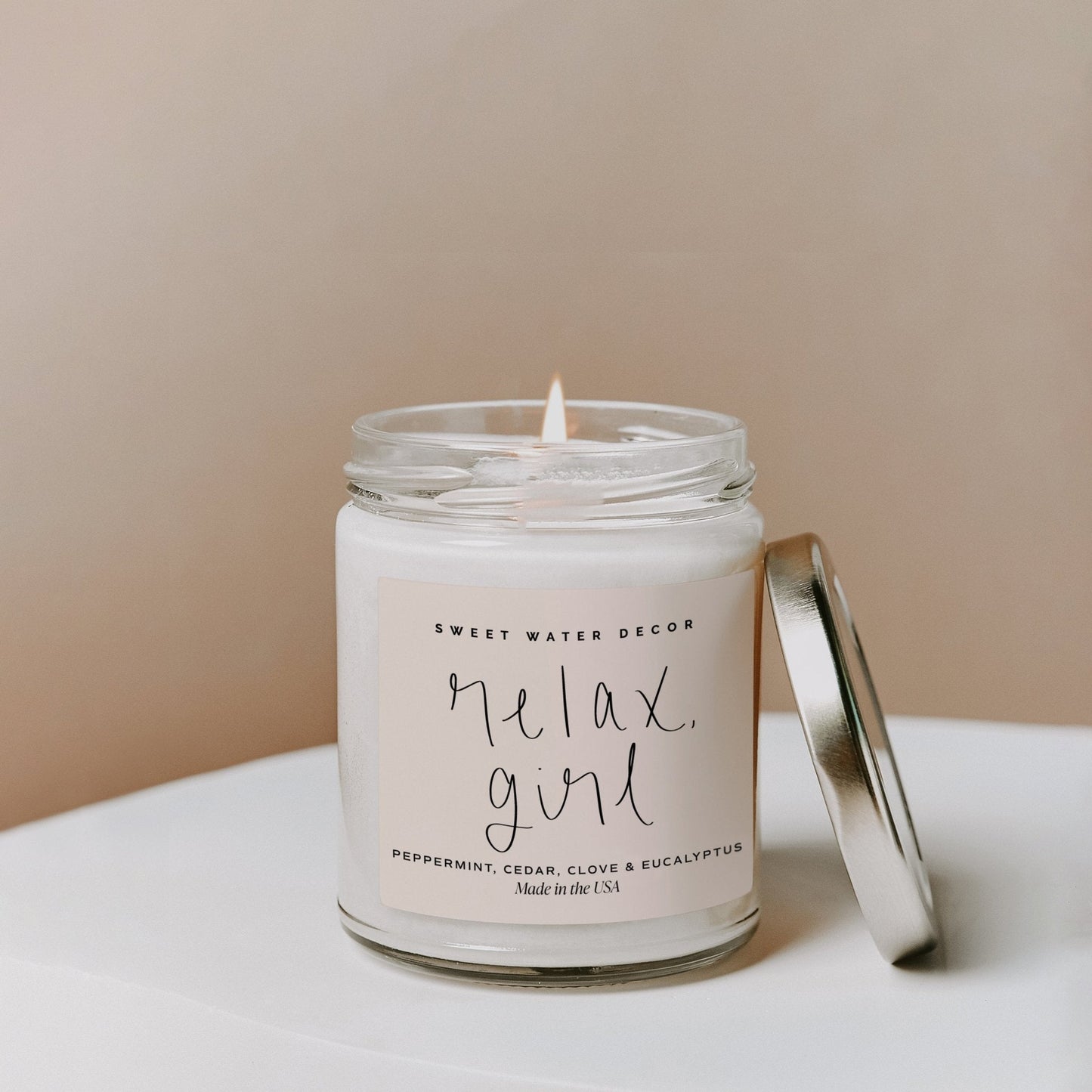 Relax, Girl Soy Candle - Clear Jar - 9 oz