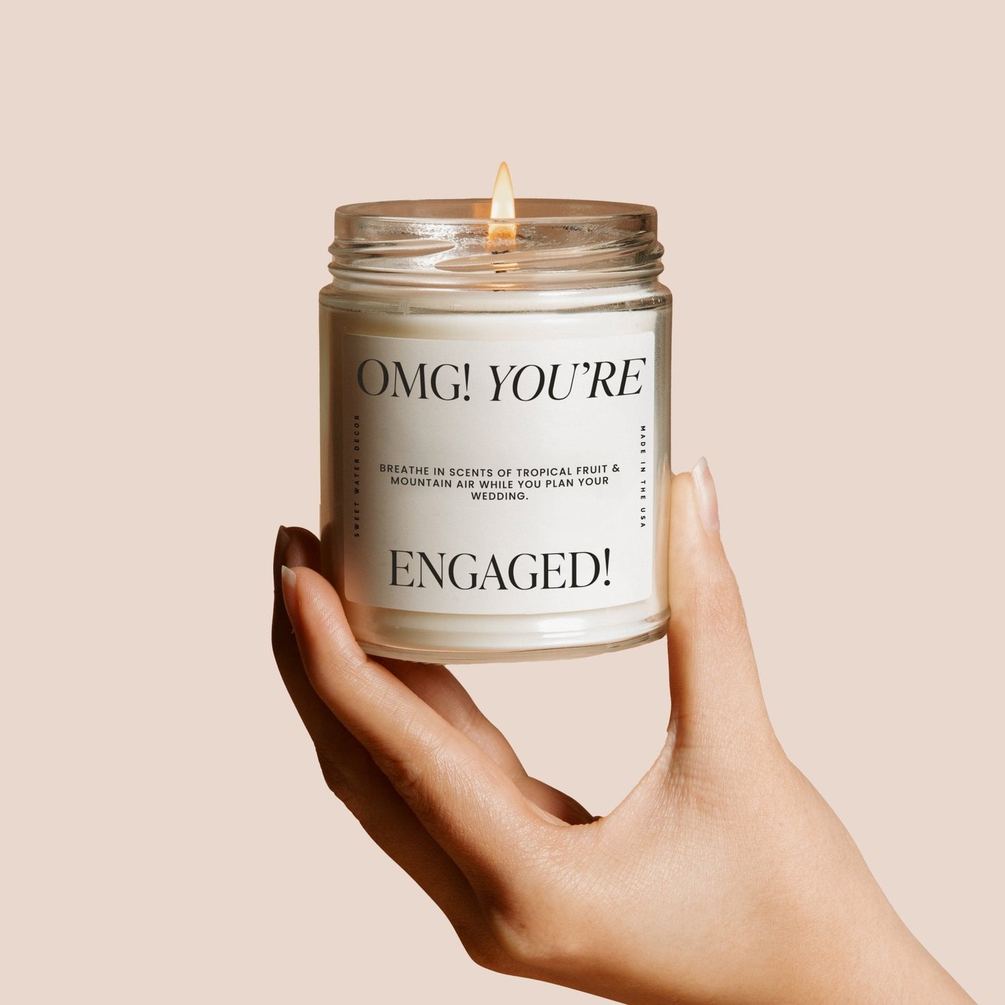 OMG! You're Engaged! Soy Candle - Large Quote Label - 9 oz