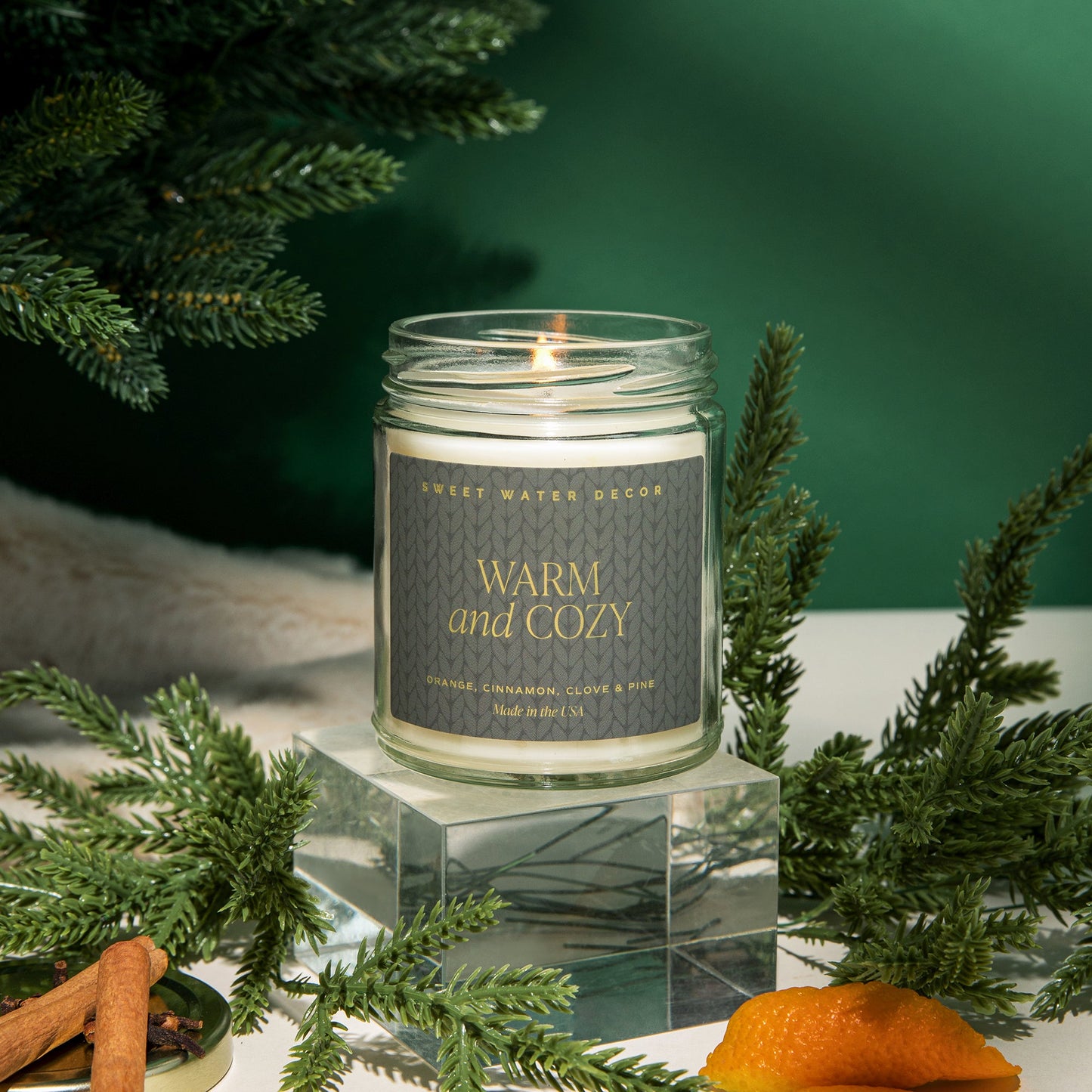 Warm and Cozy Soy Candle - Clear Jar - 9 oz