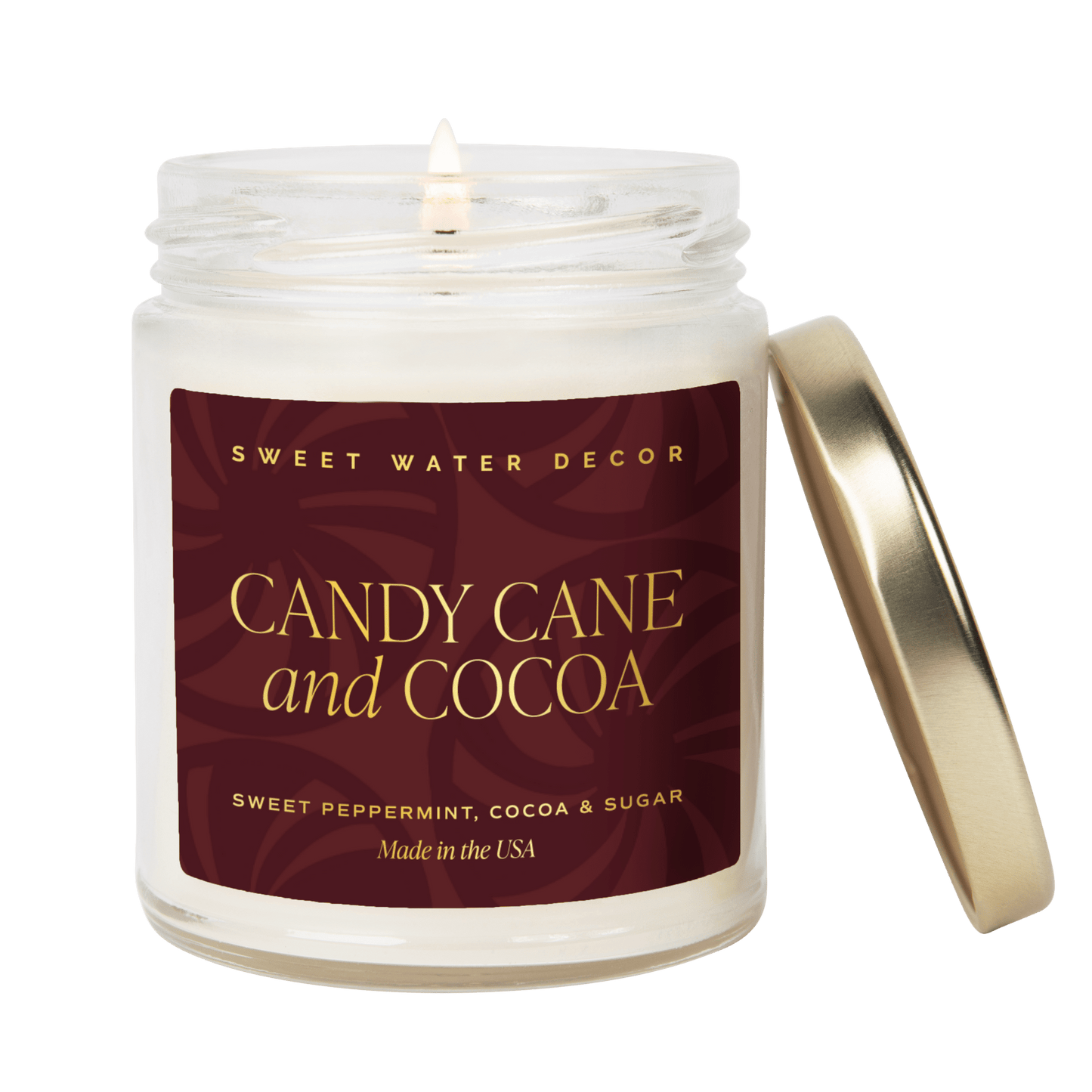 Candy Cane and Cocoa Soy Candle - Clear Jar - 9 oz