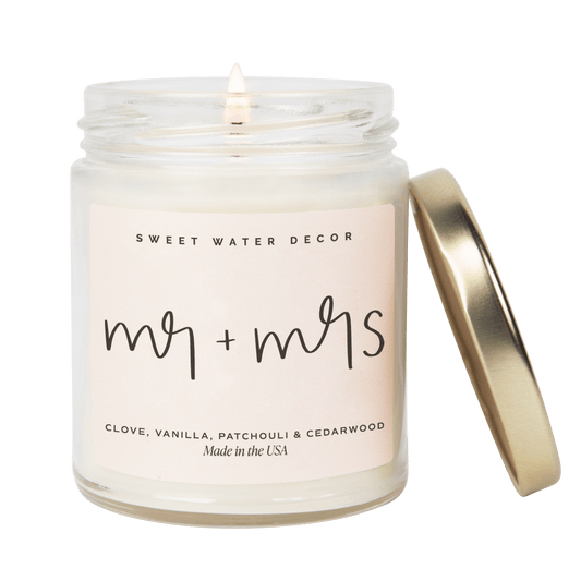 Mr. & Mrs. Quote Candle - Clear Jar - 9 oz (Palo Santo Patchouli)