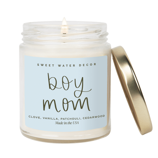 Boy Mom Soy Candle - Clear Jar - 9 oz (Palo Santo Patchouli)