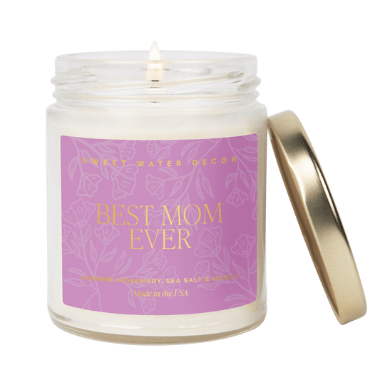 Best Mom Ever Soy Candle - Clear Jar - 9 oz (Wildflowers and Salt)