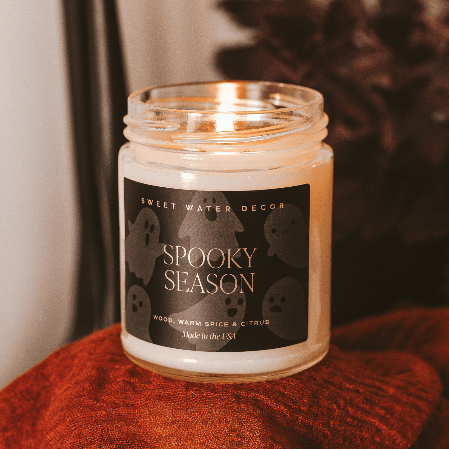 Spooky Season Soy Candle | 9oz. Clear Jar (Cozy Season)