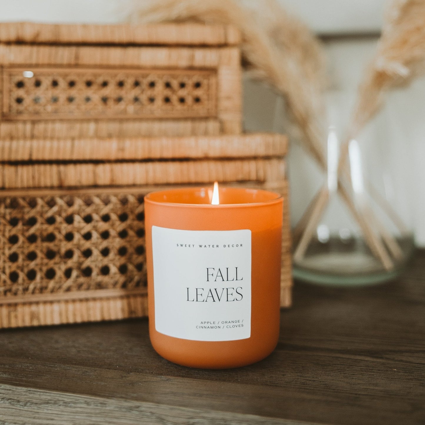 Fall Leaves Soy Candle - Orange Matte Jar - 15 oz