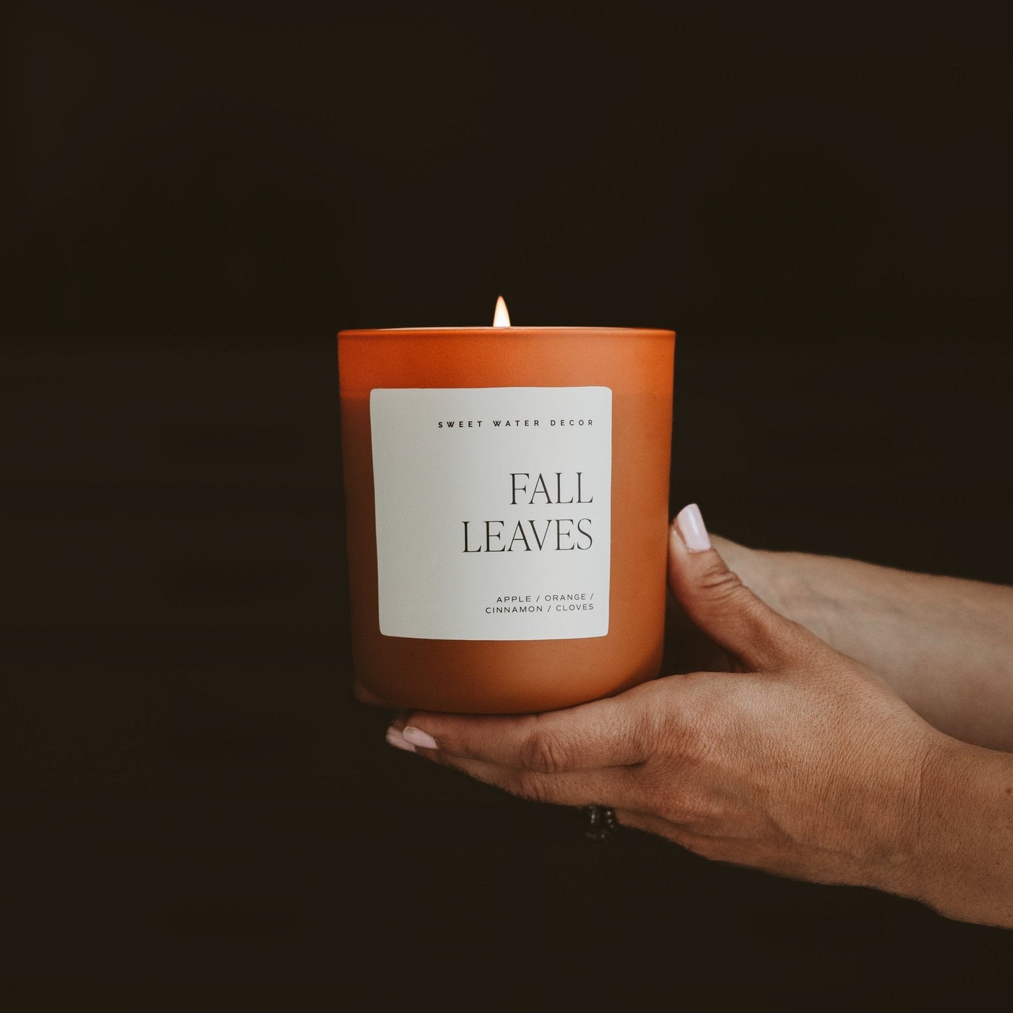 Fall Leaves Soy Candle - Orange Matte Jar - 15 oz