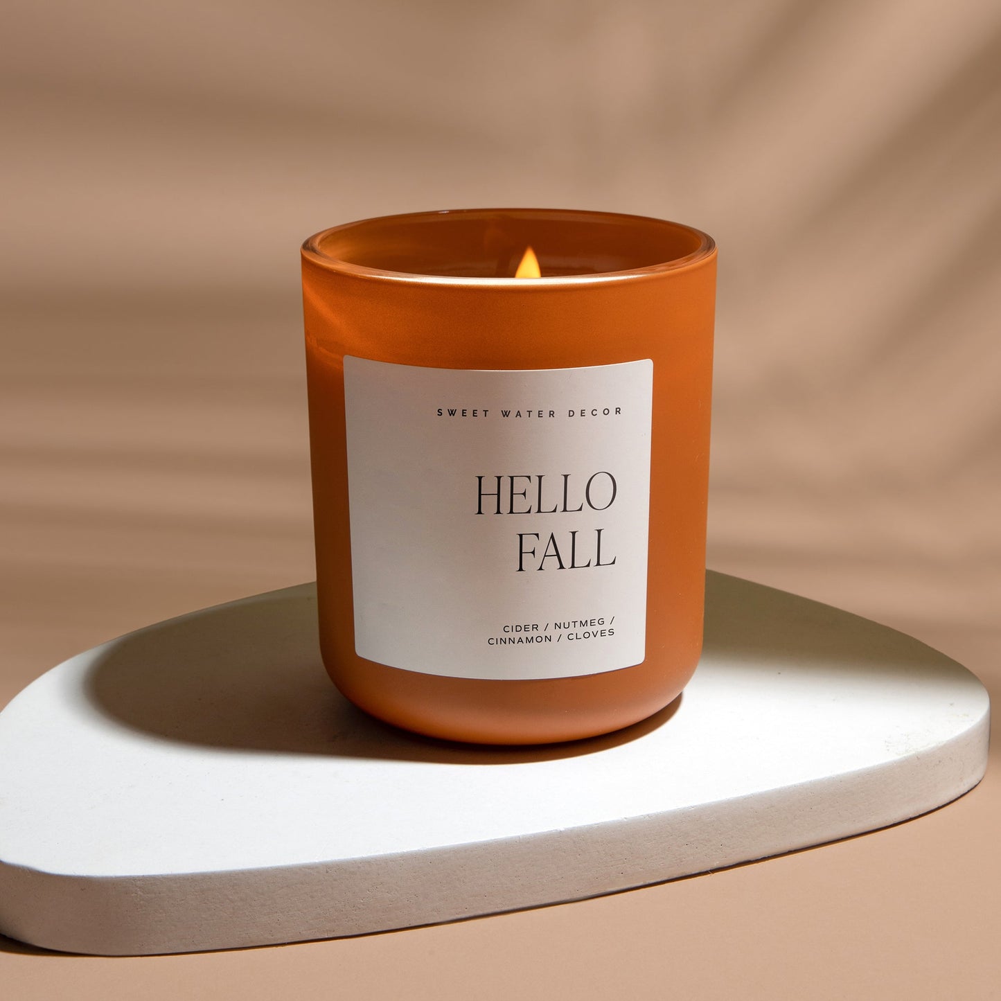 Hello Fall Soy Candle - Orange Matte Jar - 15 oz