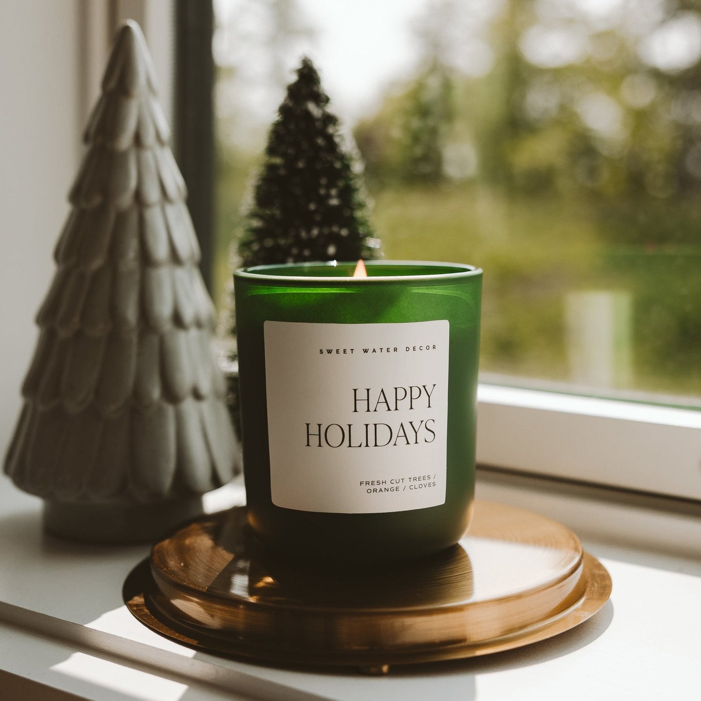 Happy Holidays Soy Candle - Green Matte Jar - 15 oz (Christmas)