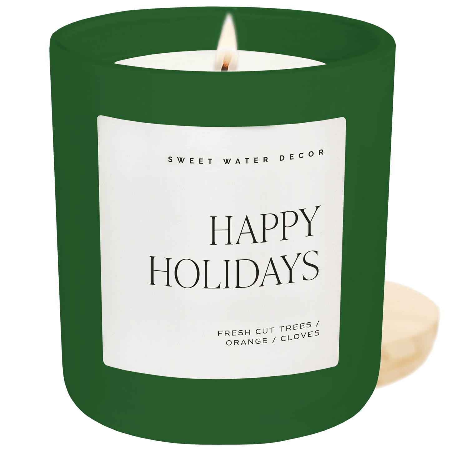 Happy Holidays Soy Candle - Green Matte Jar - 15 oz (Christmas)