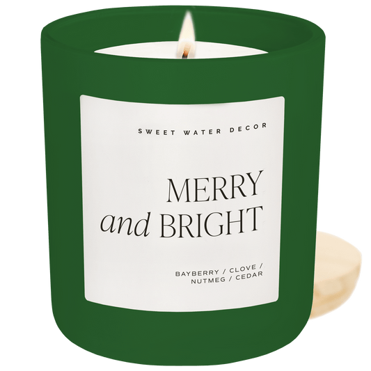 Merry and Bright Soy Candle - Green Matte Jar - 15 oz