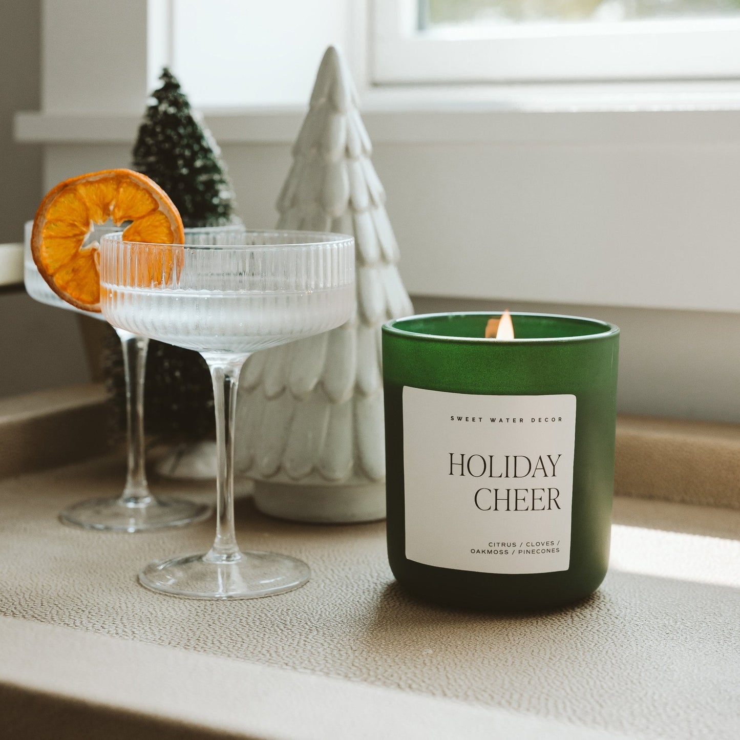 Holiday Cheer Soy Candle - Green Matte Jar - 15 oz