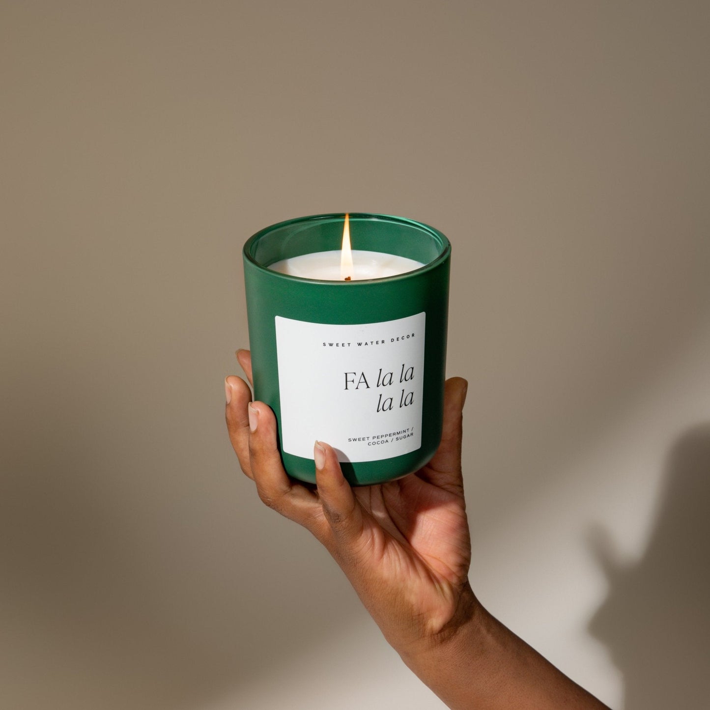 Fa La La La La Soy Candle - Green Matte Jar - 15 oz (Hot Cocoa and Peppermint)