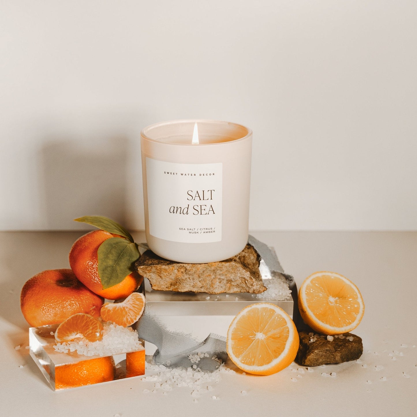 Salt and Sea Soy Candle - Tan Matte Jar - 15 oz