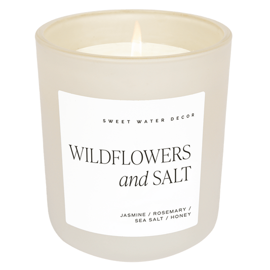 Wildflowers and Salt Soy Candle - Tan Matte Jar - 15 oz