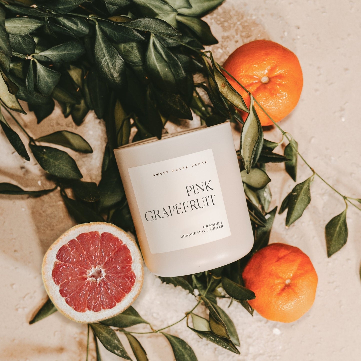 Pink Grapefruit Soy Candle - Tan Matte Jar - 15 oz