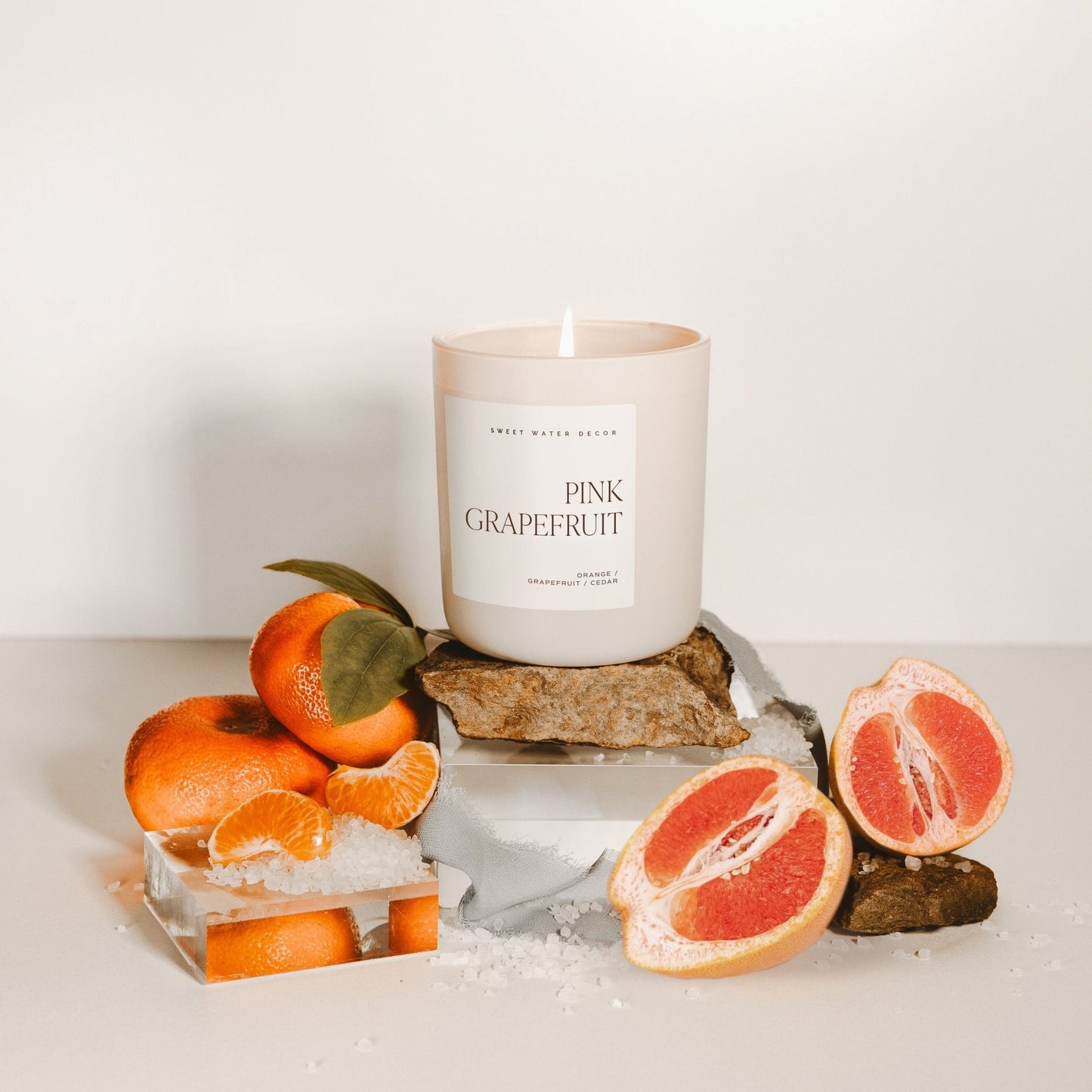 Pink Grapefruit Soy Candle - Tan Matte Jar - 15 oz