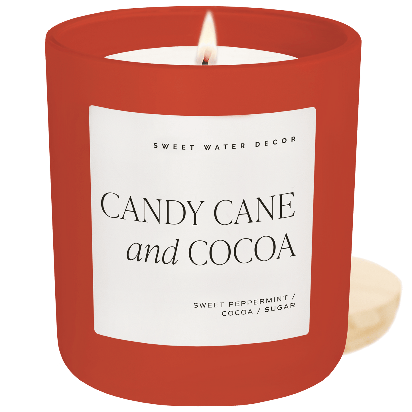 Candy Cane and Cocoa Soy Candle - Red Matte Jar - 15 oz (Hot Cocoa and Peppermint)