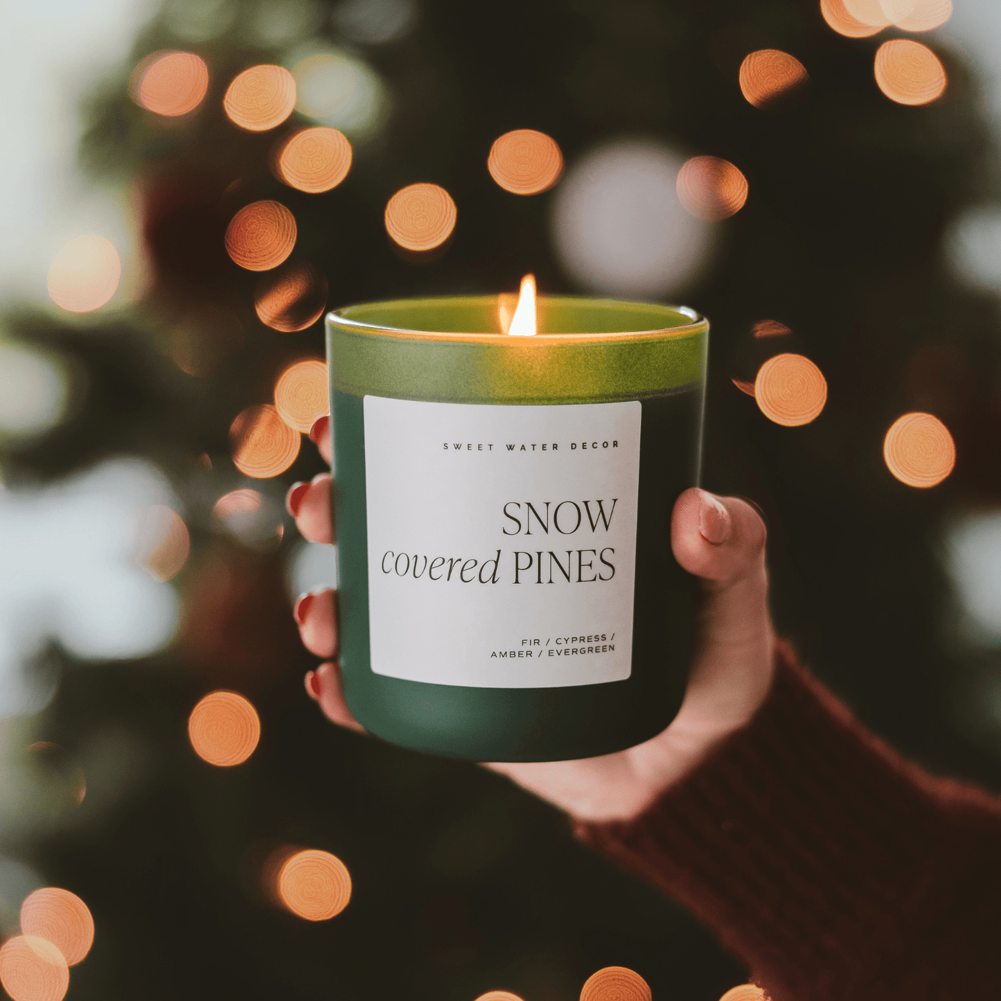 Snow Covered Pines Soy Candle - Green Matte Jar - 15 oz (Fraser Fir)