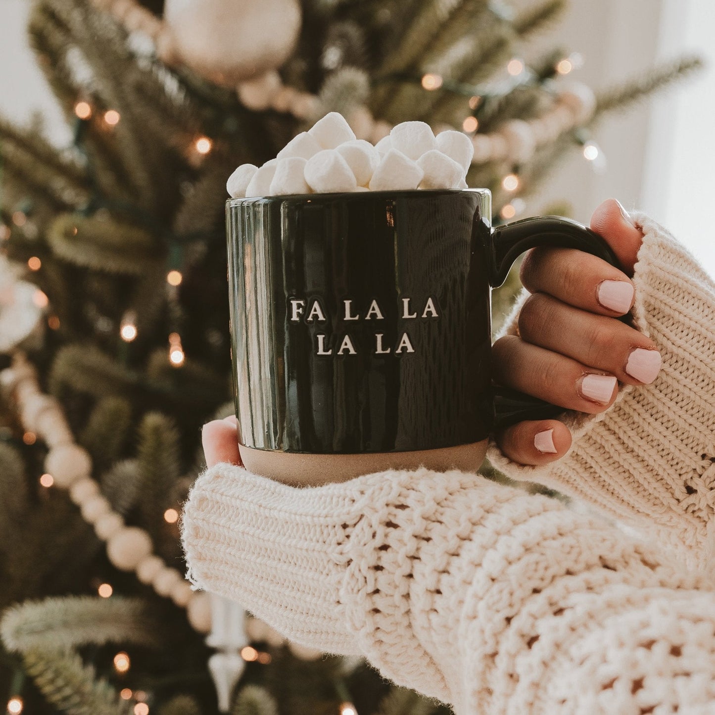 Fa La La 14oz. Green Stoneware Coffee Mug