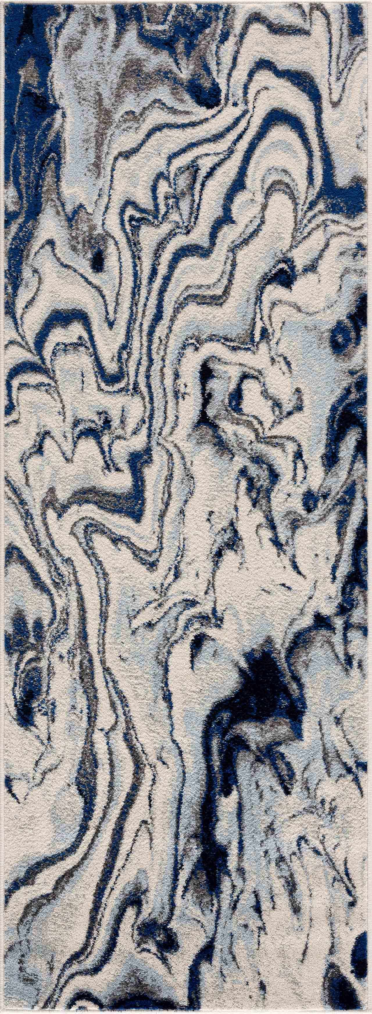 Glendon Cream Blue Marble Rug