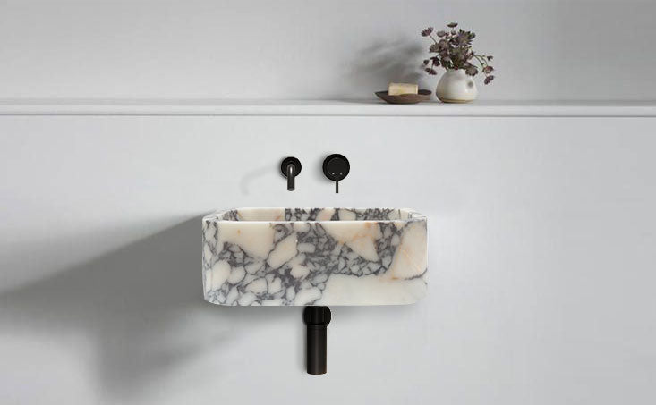 Calacatta Viola Marble Natural Stone Rectangular Sink (W)12" (L)18" (H)7"