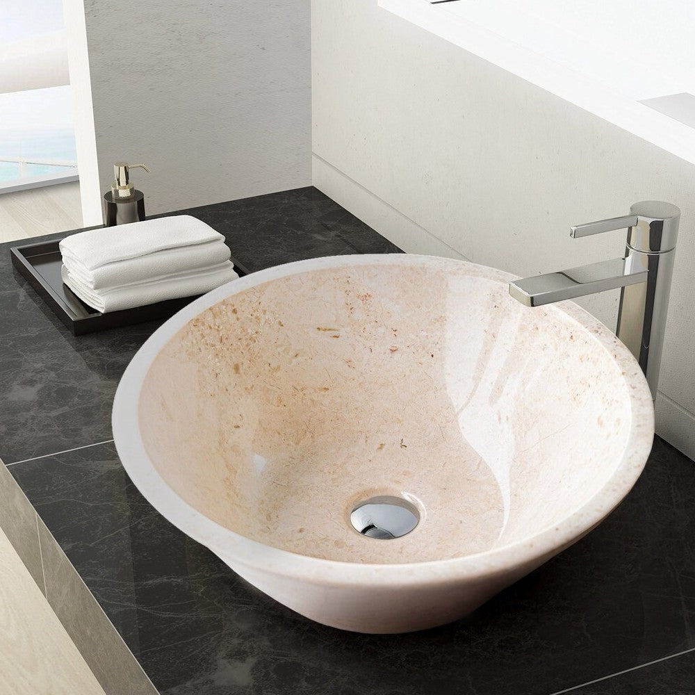 Cappuccino Beige Marble V-Shape Tapered Sink Polished  (D)16" (H)6"