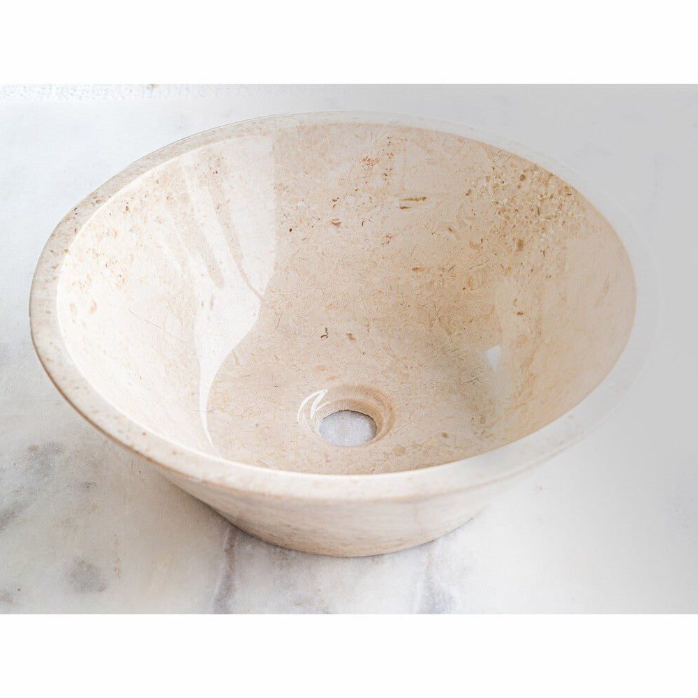 Cappuccino Beige Marble V-Shape Tapered Sink Polished  (D)16" (H)6"