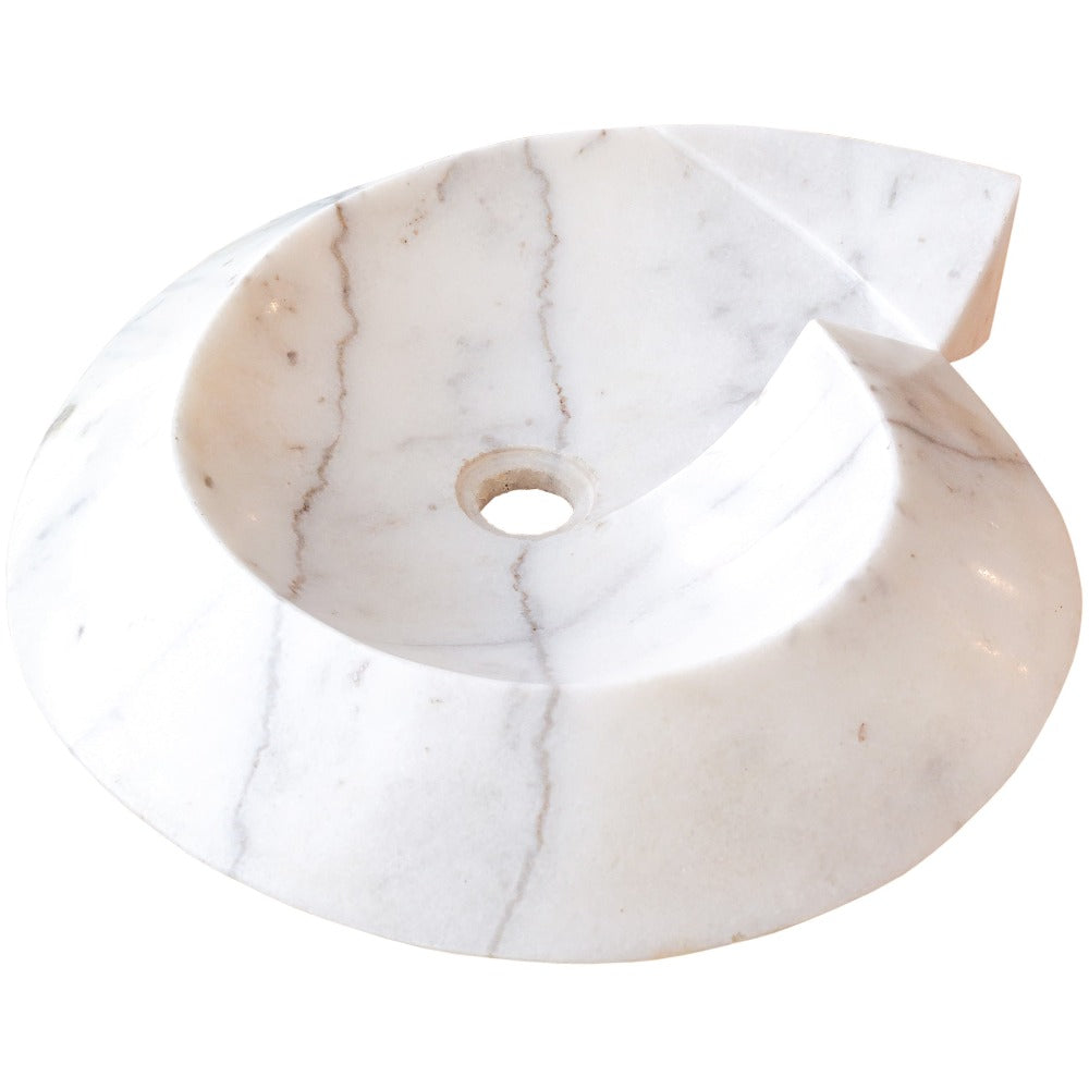 Carrara Marble Helix Shape Stone Sink Polished (W)20" (L)23" (H)4"