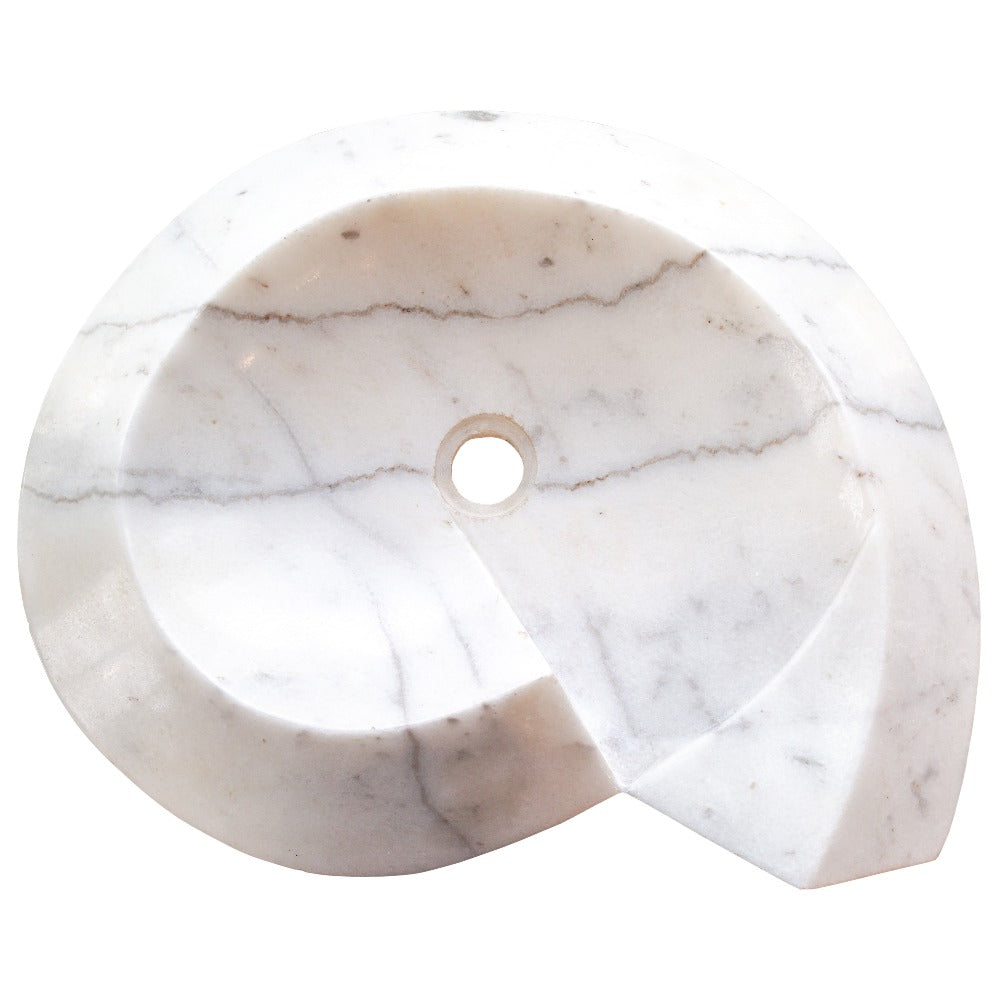 Carrara Marble Helix Shape Stone Sink Polished (W)20" (L)23" (H)4"