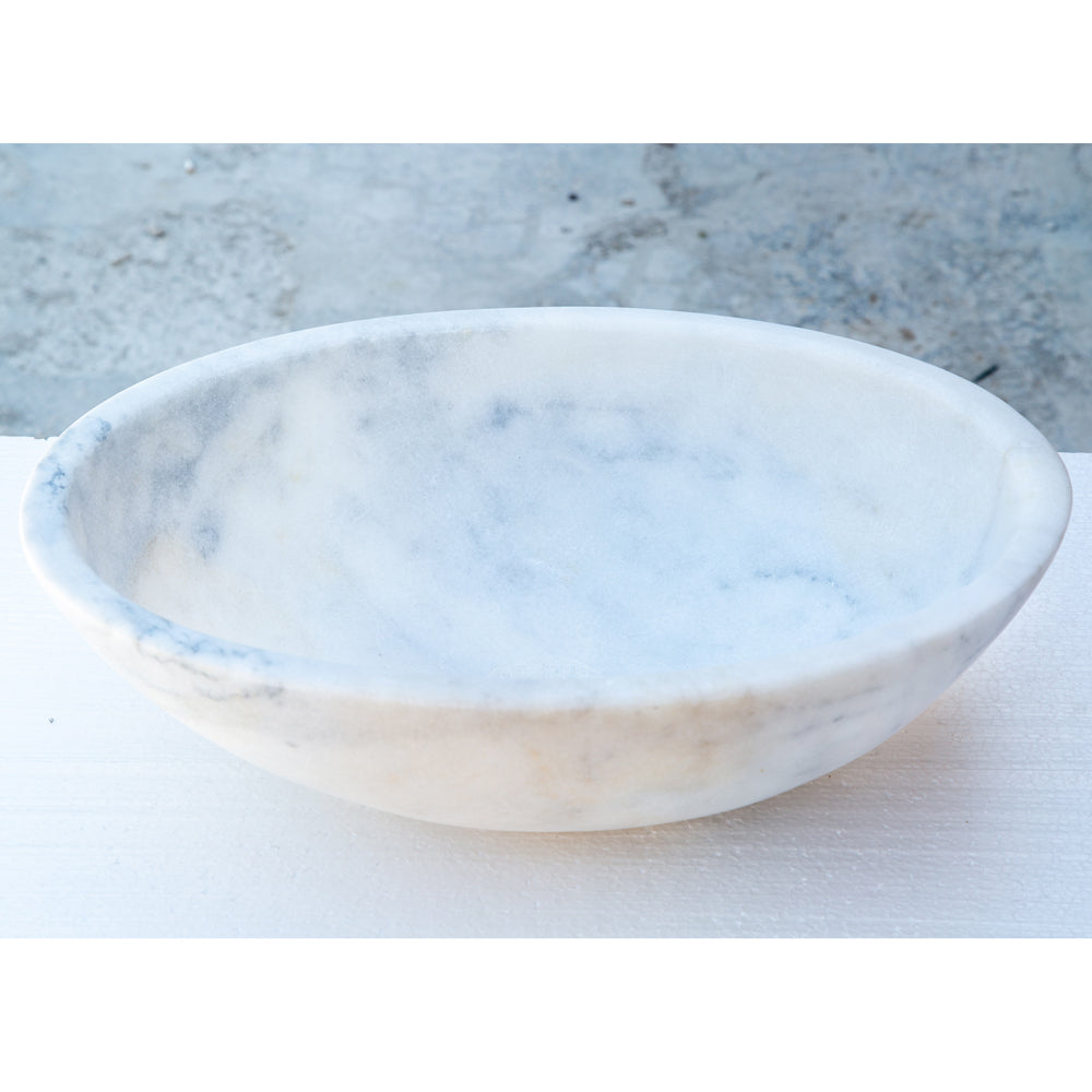 Carrara White Marble Natural Stone Oval Vessel Sink (W)16" (L)21" (H)6"