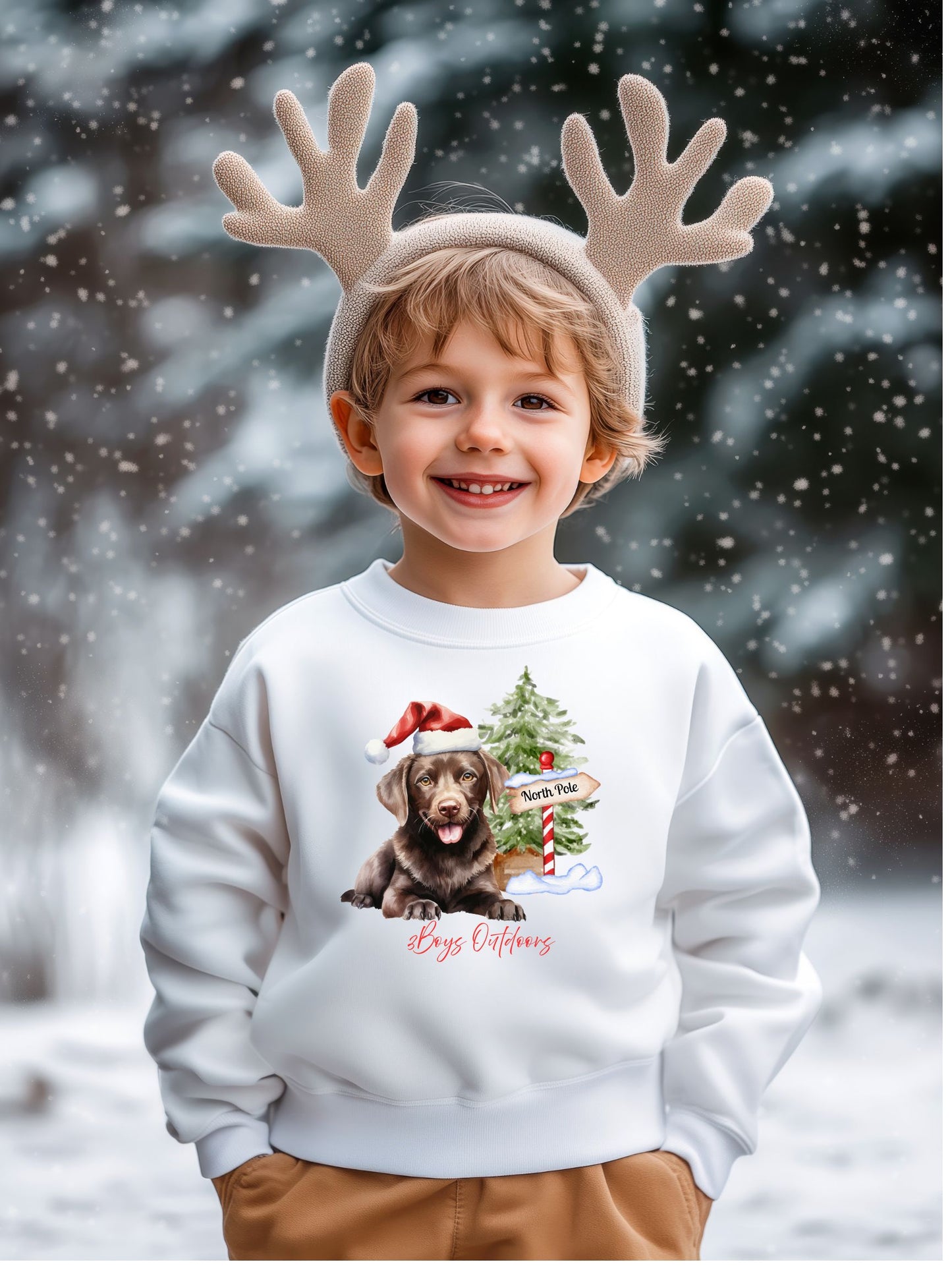 3Boys Outdoors North Pole Pup Crewneck Sweatshirt