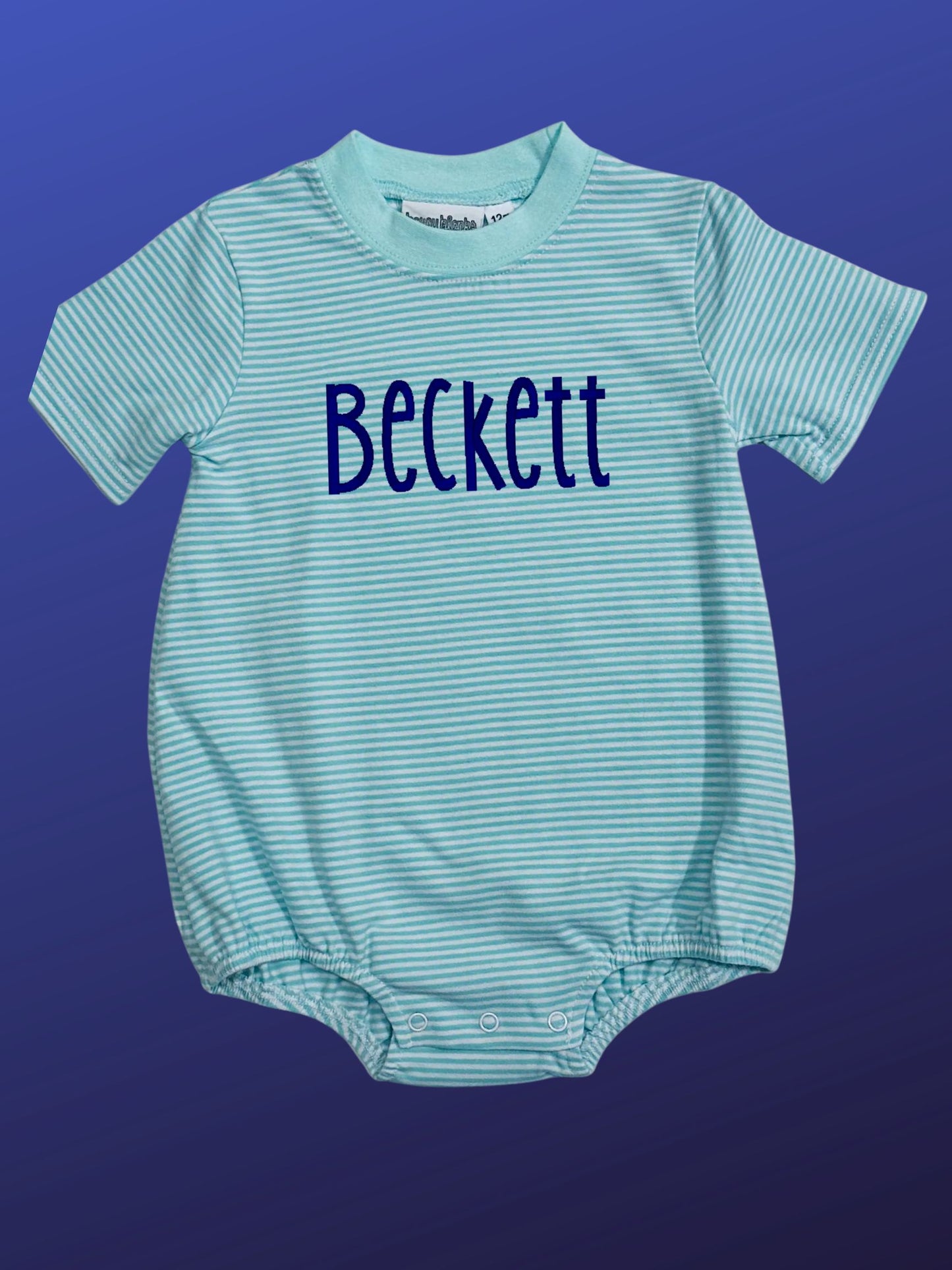 Striped Embroidered Name Tee Shirt Bubble