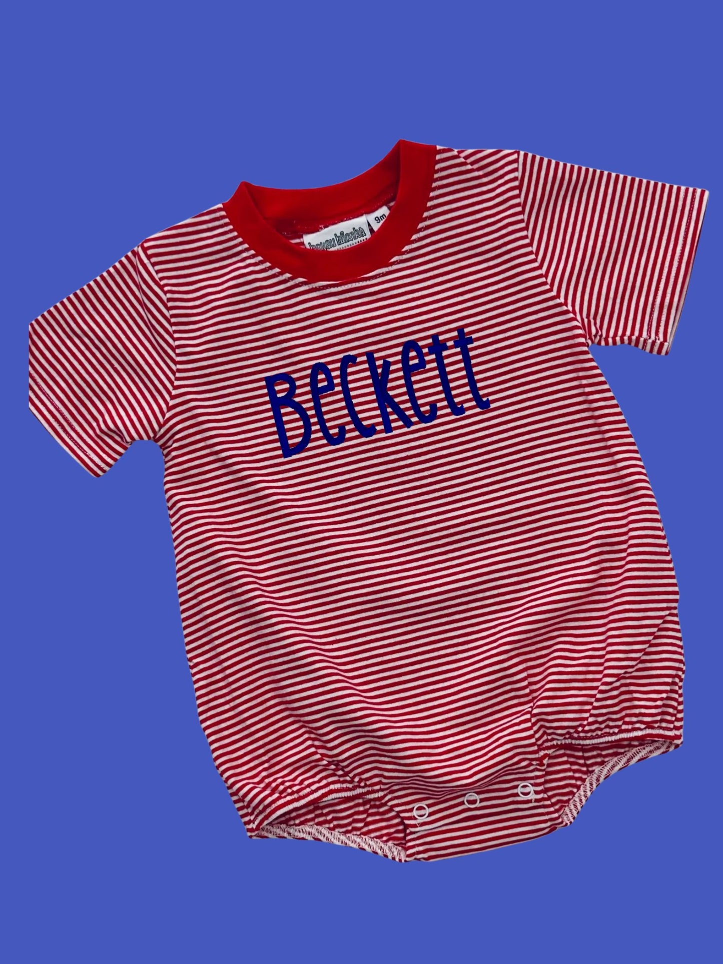 Striped Embroidered Name Tee Shirt Bubble