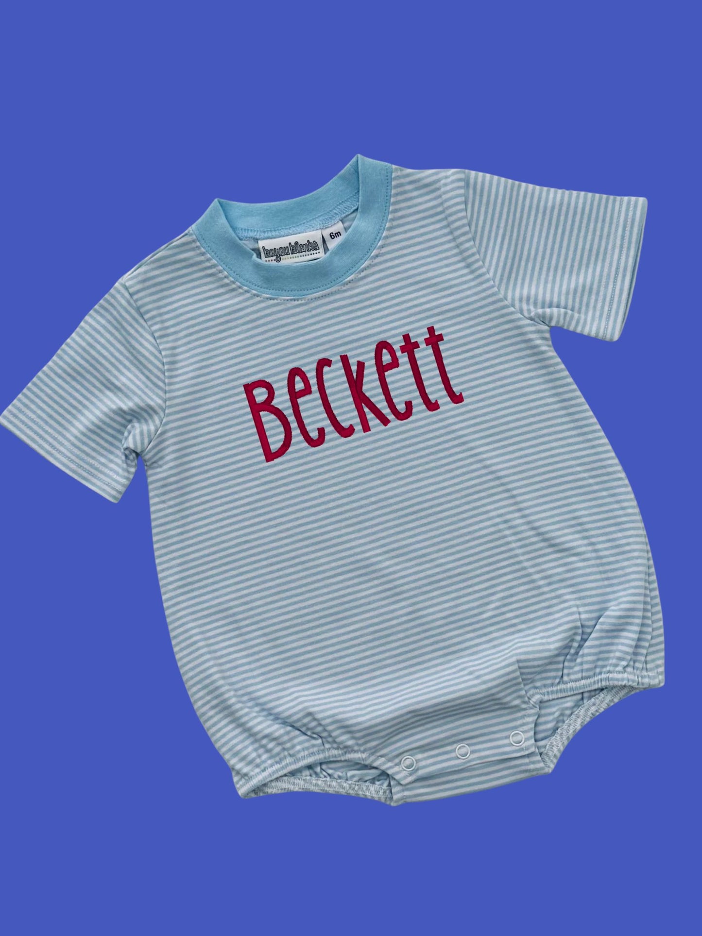 Striped Embroidered Name Tee Shirt Bubble