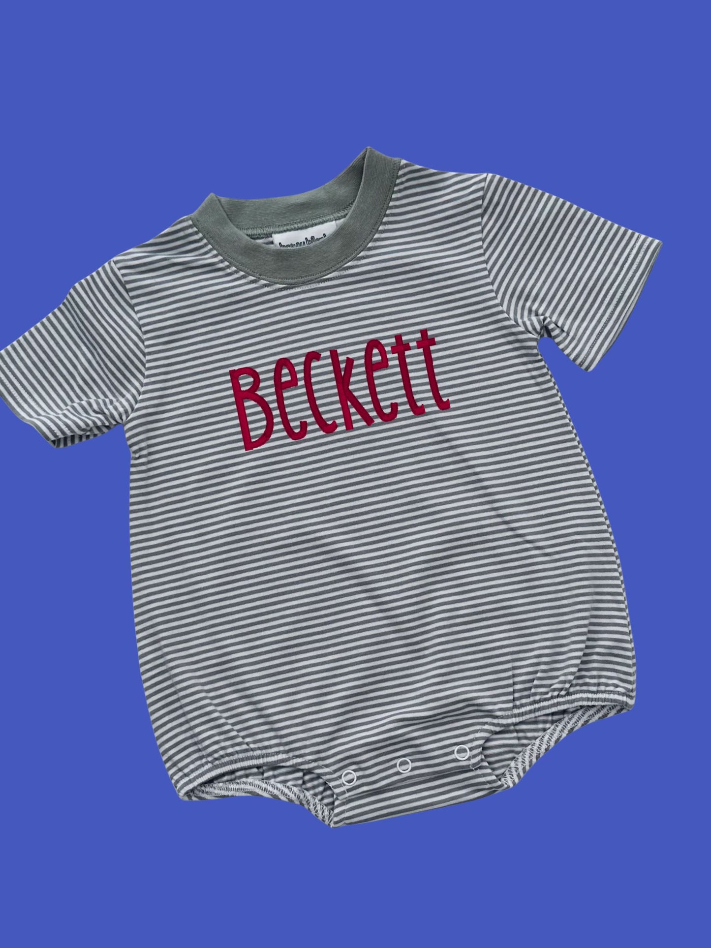 Striped Embroidered Name Tee Shirt Bubble