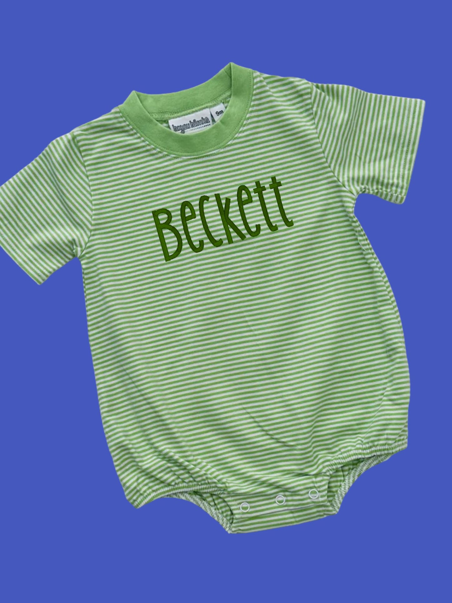 Striped Embroidered Name Tee Shirt Bubble