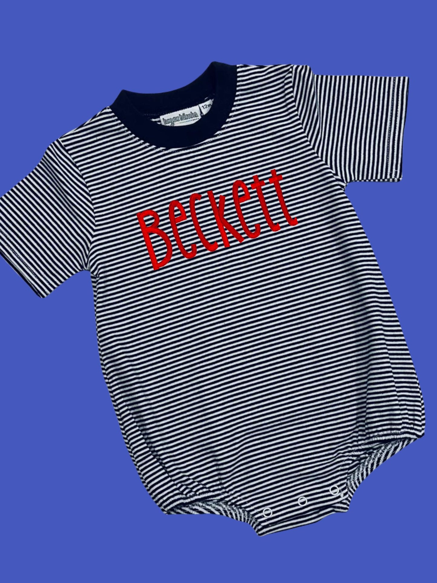 Striped Embroidered Name Tee Shirt Bubble